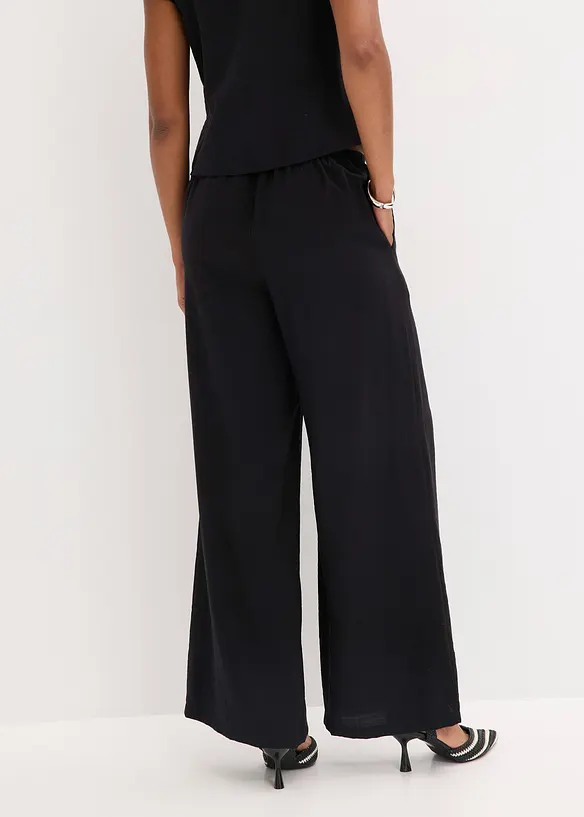 Pantalon palazzo texturé en viscose mélangée, bonprix