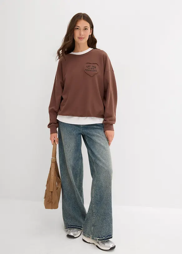 Sweat oversize doux en coton mélangé, bonprix