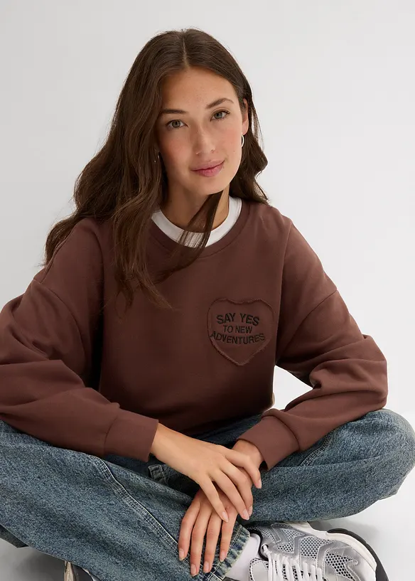 Sweat oversize doux en coton mélangé, bonprix