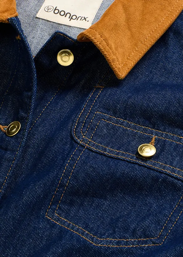Veste en jean à col en velours côtelé, bonprix