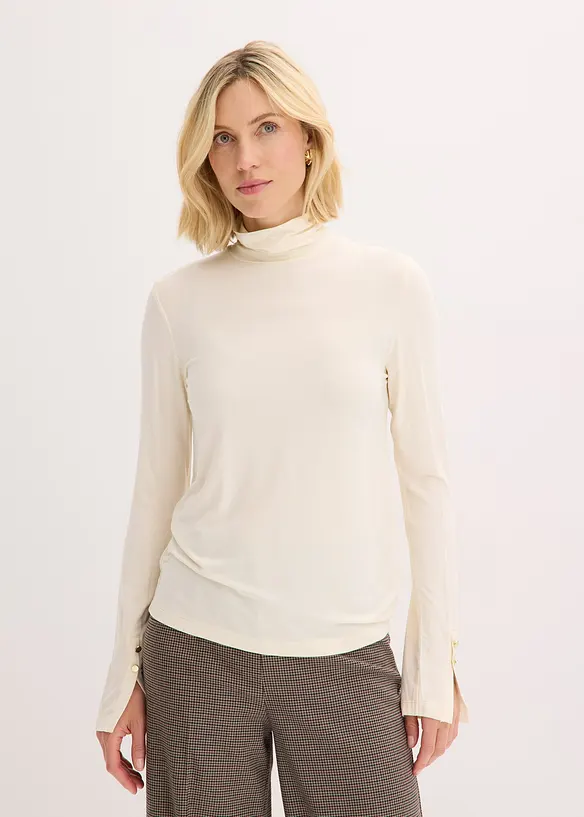 T-shirt col roulé avec boutons décoratifs, bonprix