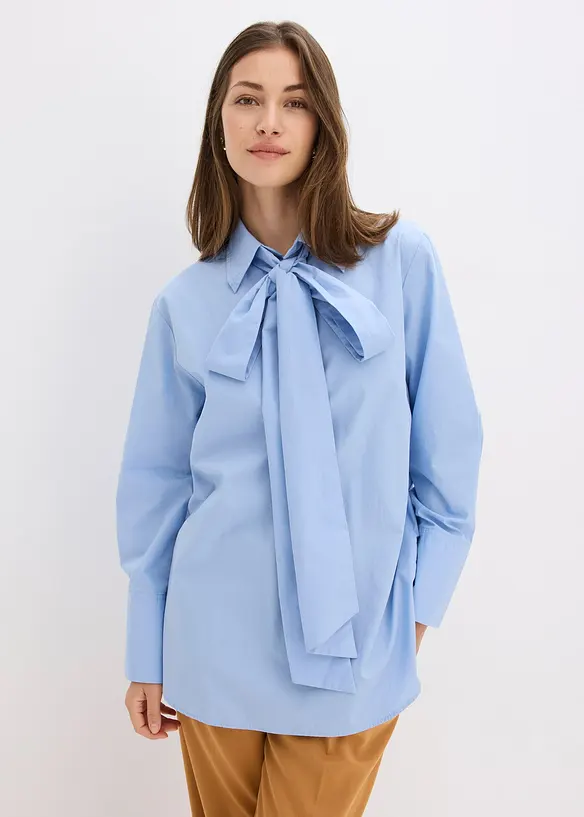 Chemisier à col lavallière 100 % coton, bonprix