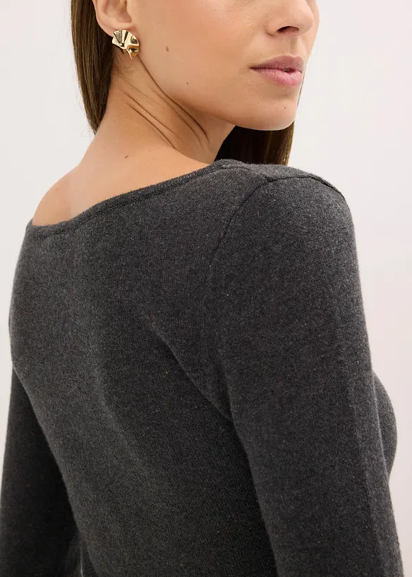 Robe midi froncée sur les côtés contenant du cachemire, bonprix
