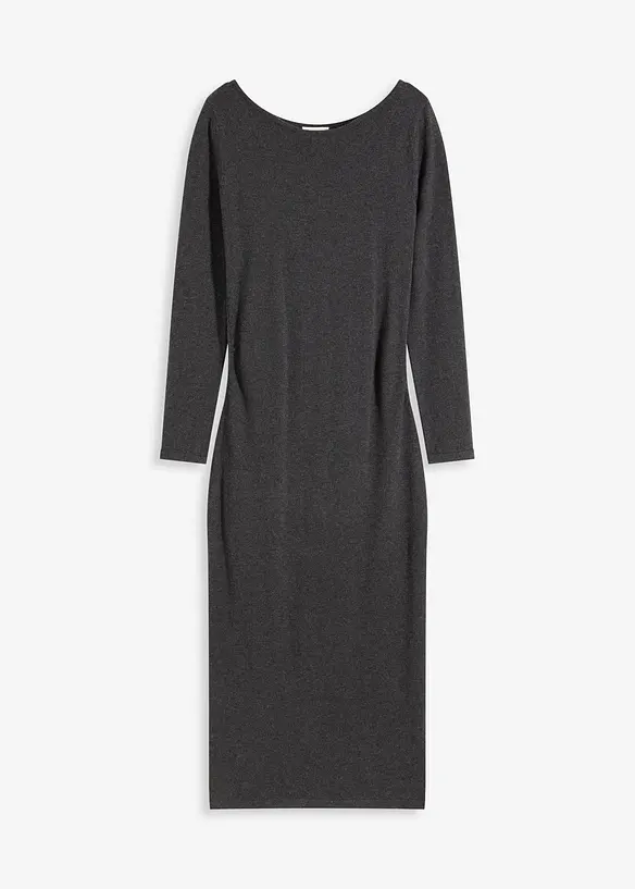 Robe midi froncée sur les côtés contenant du cachemire, bonprix
