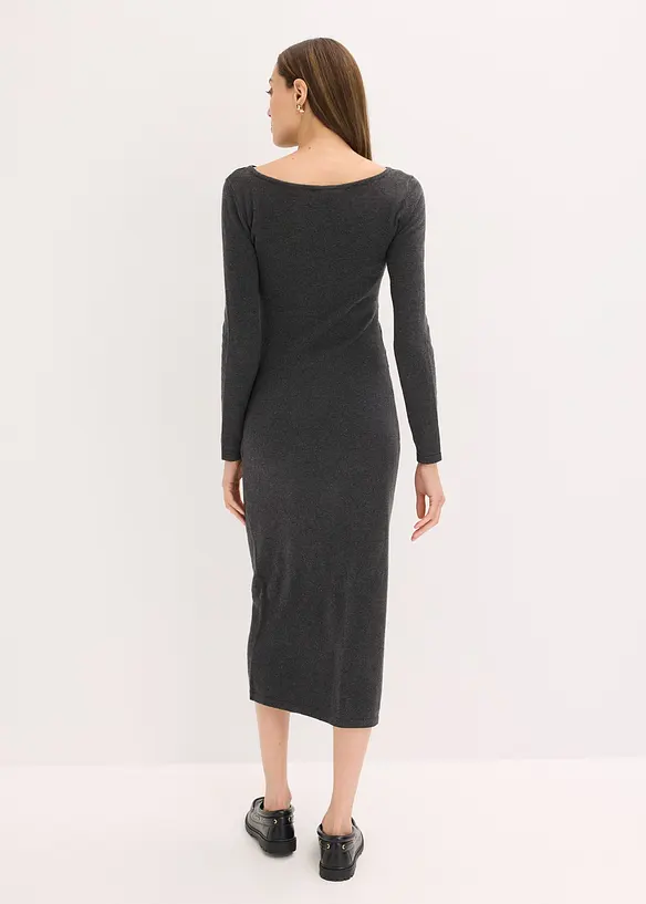 Robe midi froncée sur les côtés contenant du cachemire, bonprix