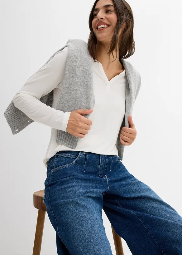T-shirt manches longues en viscose extensible, bonprix