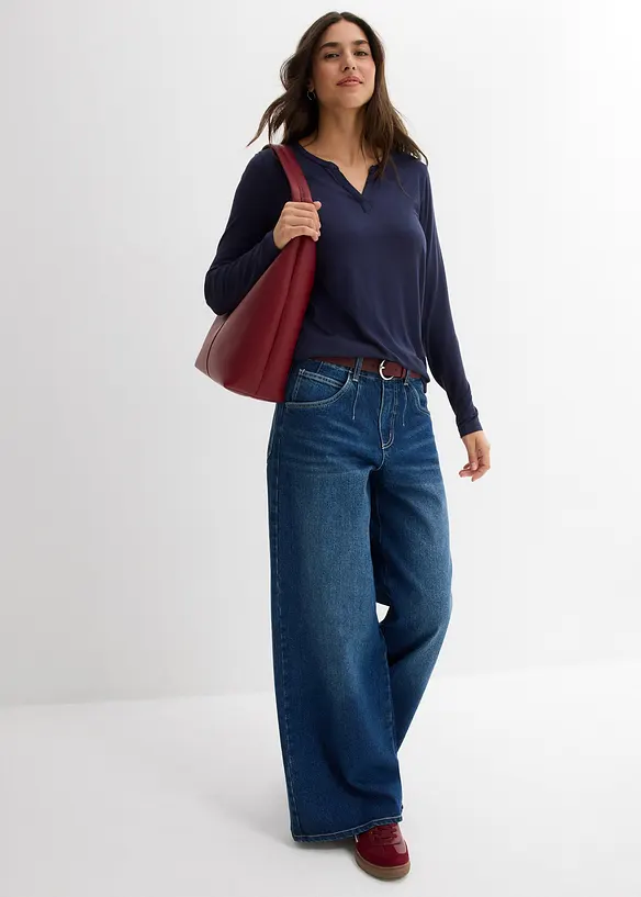 T-shirt manches longues en viscose extensible, bonprix