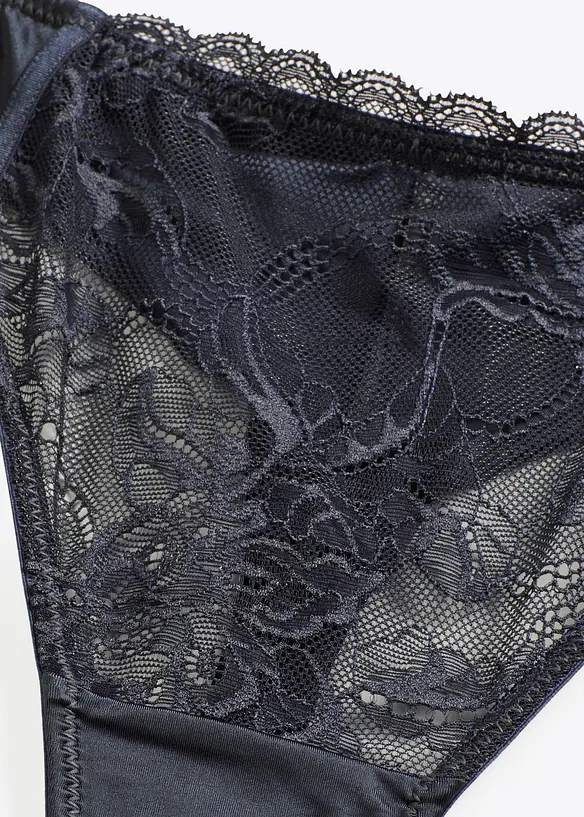 String en polyamide brillant et dentelle à franges, bonprix