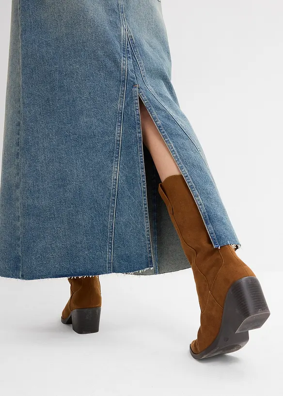 Jupe longue en jean, taille mi-haute, bonprix