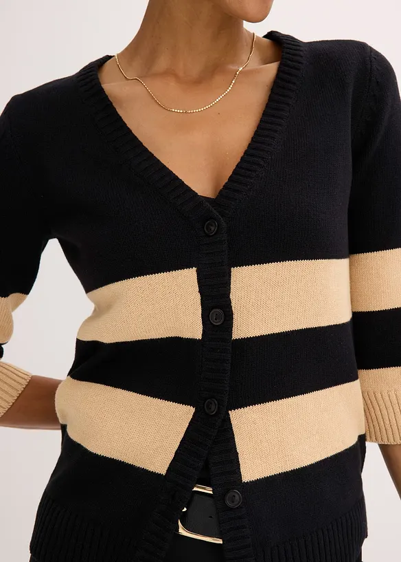 Gilet rayé en maille de coton, bonprix