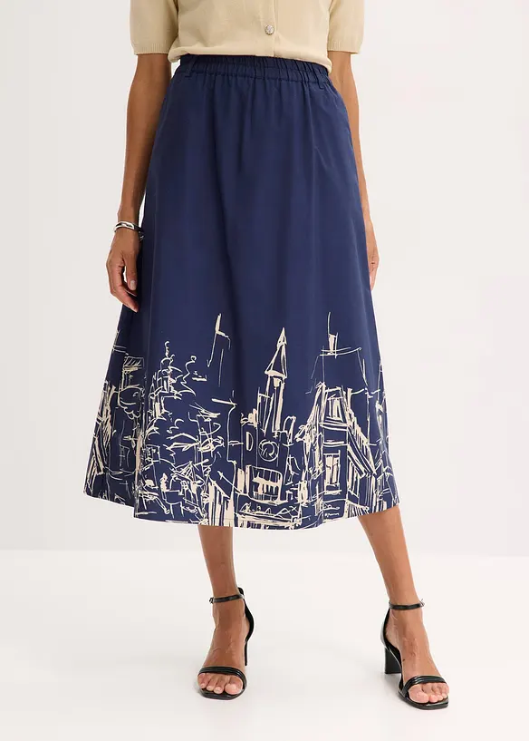 Jupe midi 100% coton, bonprix
