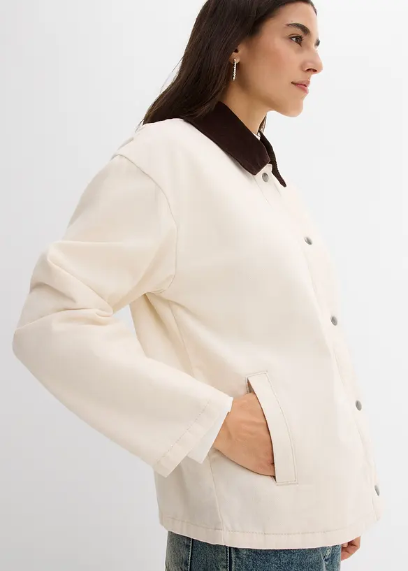 Veste en twill avec col en velours côtelé, bonprix