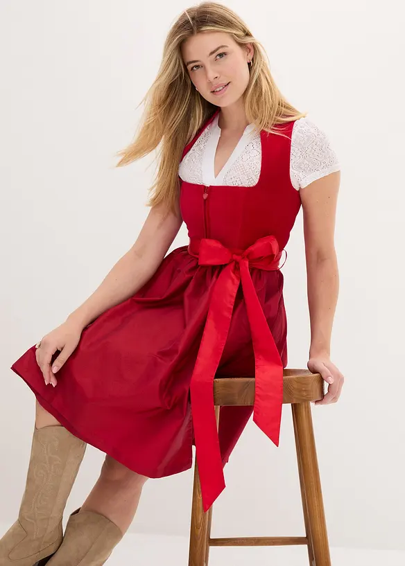 Dirndl avec corsage en velours et tablier en satin, bonprix