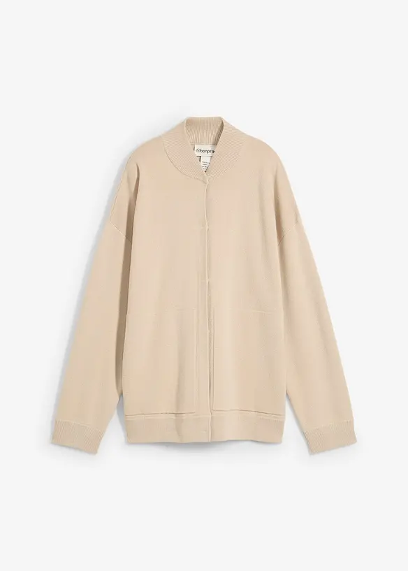 Gilet en maille oversize, coton et laine mérinos, bonprix