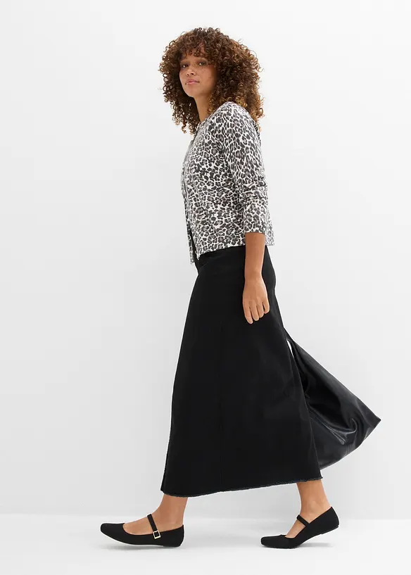 Jupe en twill avec franges, bonprix