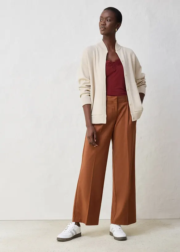 Gilet en maille oversize, coton et laine mérinos, bonprix