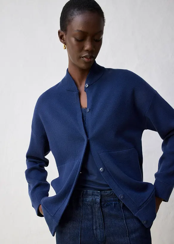 Gilet en maille oversize, coton et laine mérinos, bonprix