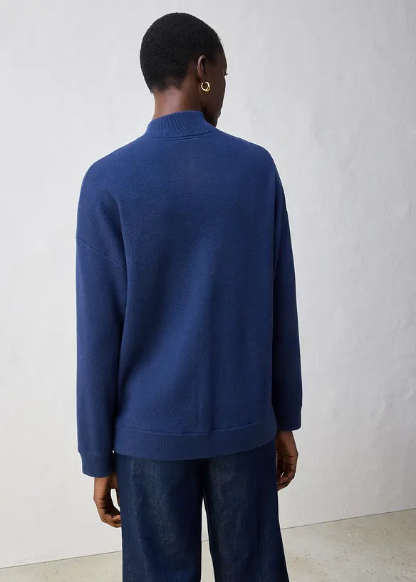 Gilet en maille oversize, coton et laine mérinos, bonprix