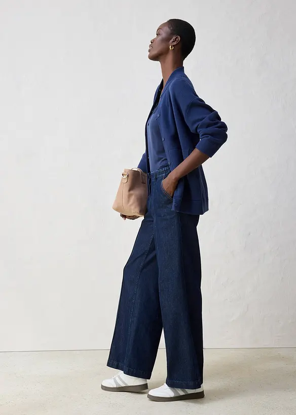 Gilet en maille oversize, coton et laine mérinos, bonprix