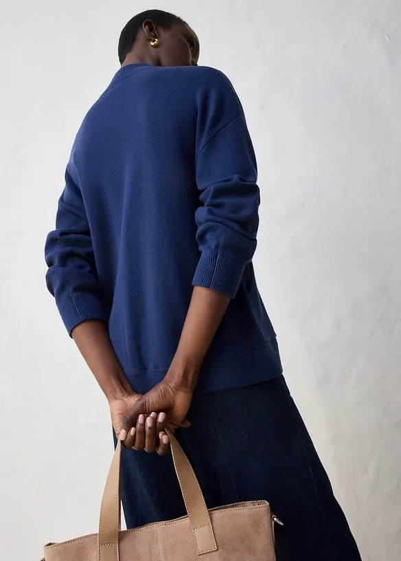 Gilet en maille oversize, coton et laine mérinos, bonprix