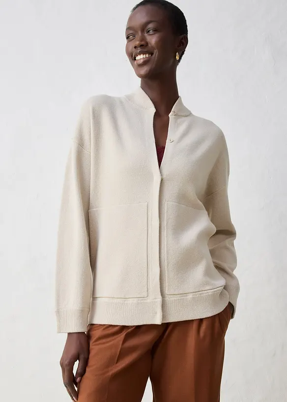 Gilet en maille oversize, coton et laine mérinos, bonprix