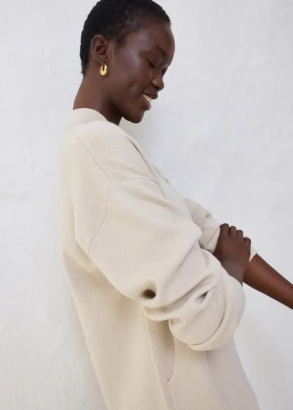 Gilet en maille oversize, coton et laine mérinos, bonprix