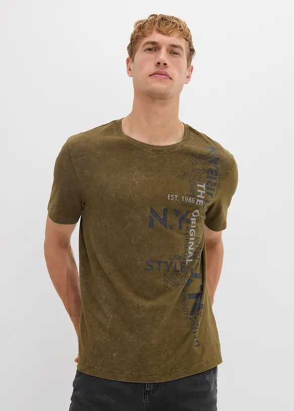 T-shirt aspect délavé, 100% coton, bonprix