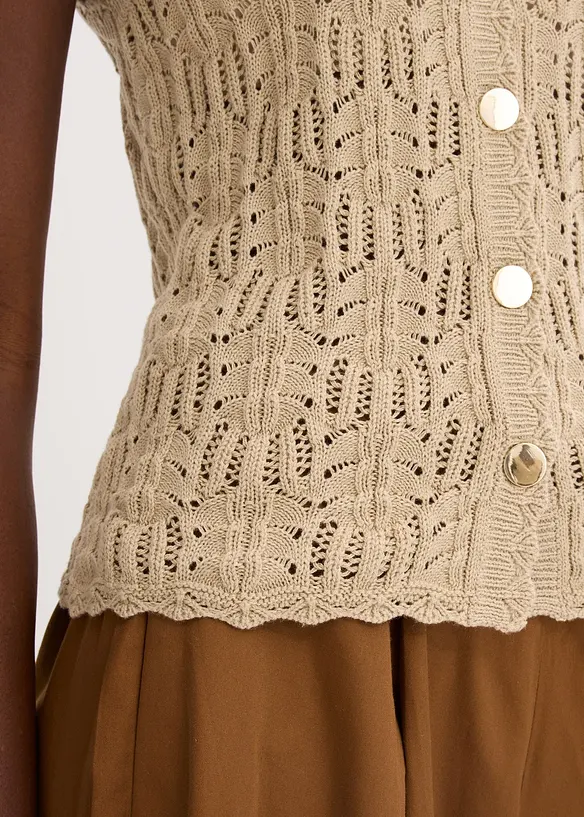 Gilet sans manches en maille ajourée, bonprix