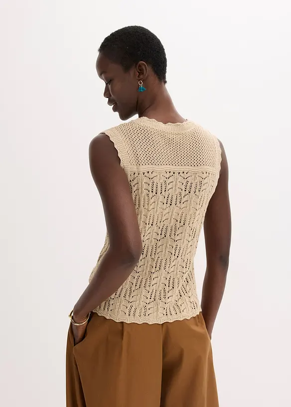 Gilet sans manches en maille ajourée, bonprix