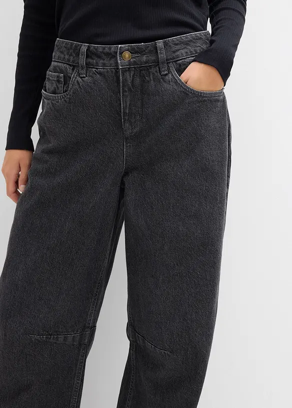 Jean barrel taille mi-haute, bonprix