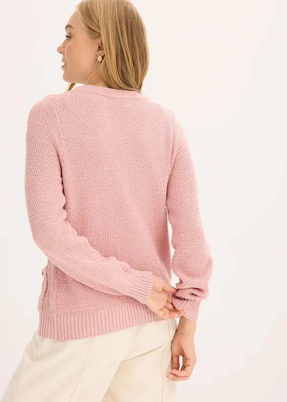 Gilet en maille chinée avec boutons dorés, bonprix
