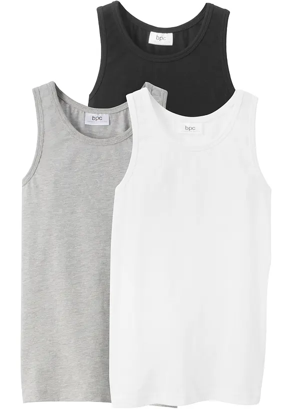 Lot de 3 débardeurs en coton doux et extensible, bonprix