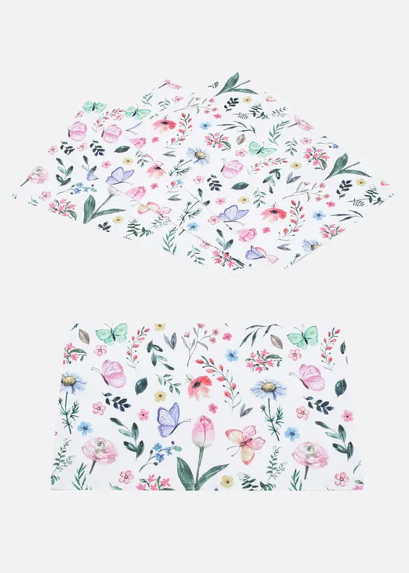 Lot de 4 sets de table avec imprimé fleurs, bonprix