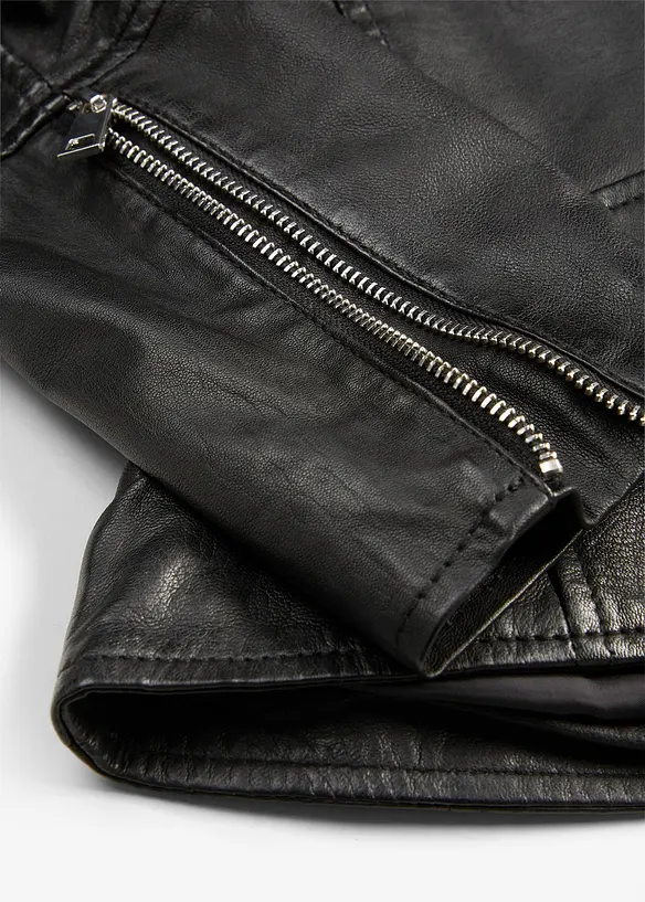 Veste biker en cuir nappa d’agneau, bonprix
