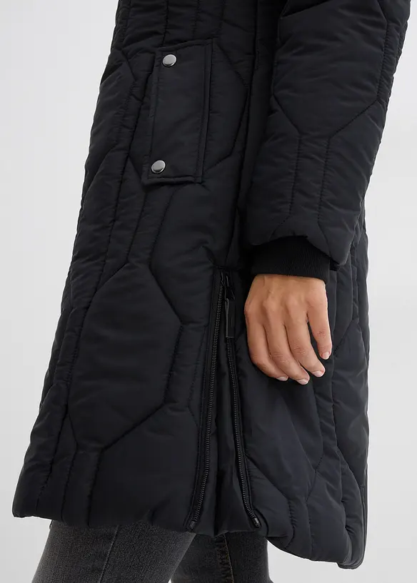 Manteau court et matelassé avec surpiqûres diamant et zips sur les côtés, bonprix