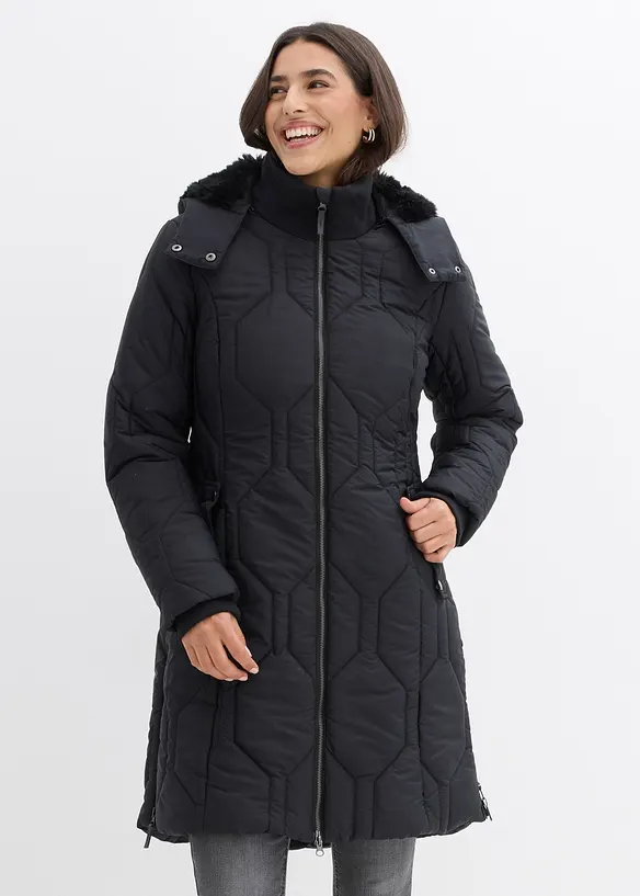 Manteau court et matelassé avec surpiqûres diamant et zips sur les côtés, bonprix