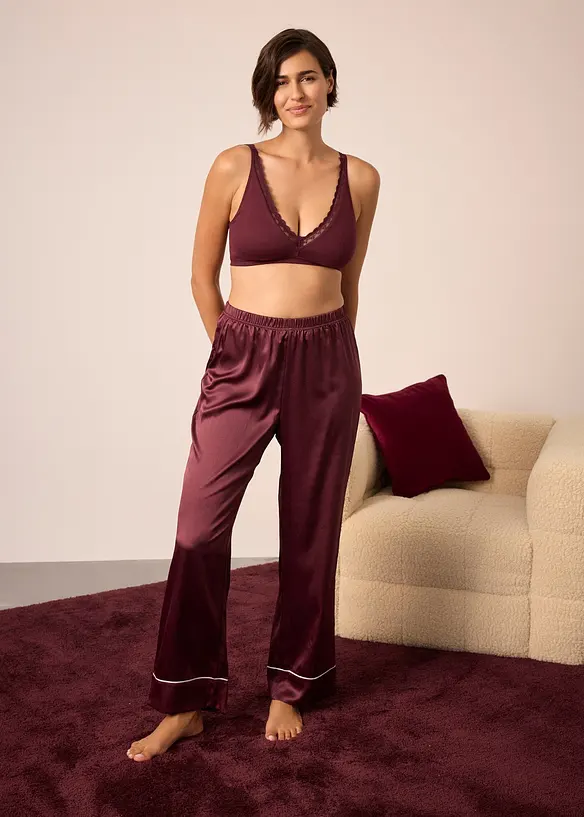 Brassière côtelée avec coton et dentelle, bonprix