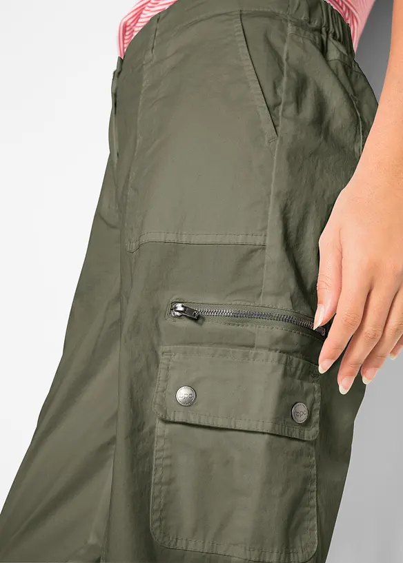 Jean cargo en coton, taille mi-haute, bonprix