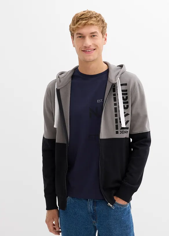 Sweat zippé à capuche 100% coton, bonprix