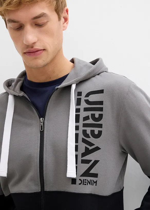 Sweat zippé à capuche 100% coton, bonprix