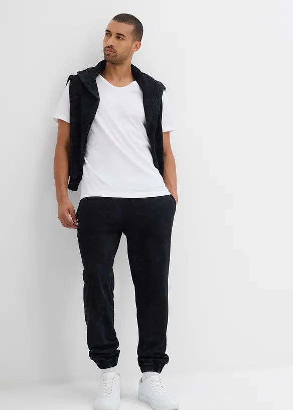 Pantalon de jogging aspect délavé 100% coton, loose, bonprix