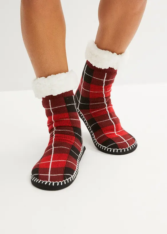 Chaussettes d’intérieur avec semelle antiglisse cousue et doublure moumoute, bonprix