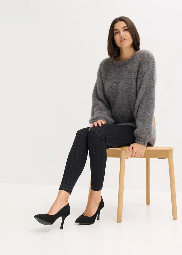 Legging thermo sans couture avec intérieur doux et motif pied-de-poule, bonprix