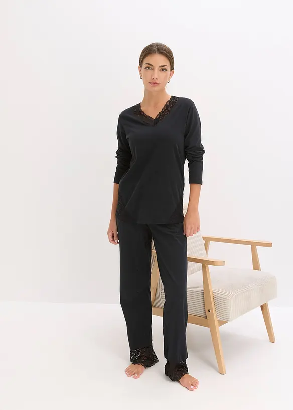 Pyjama avec finitions dentelle, bonprix