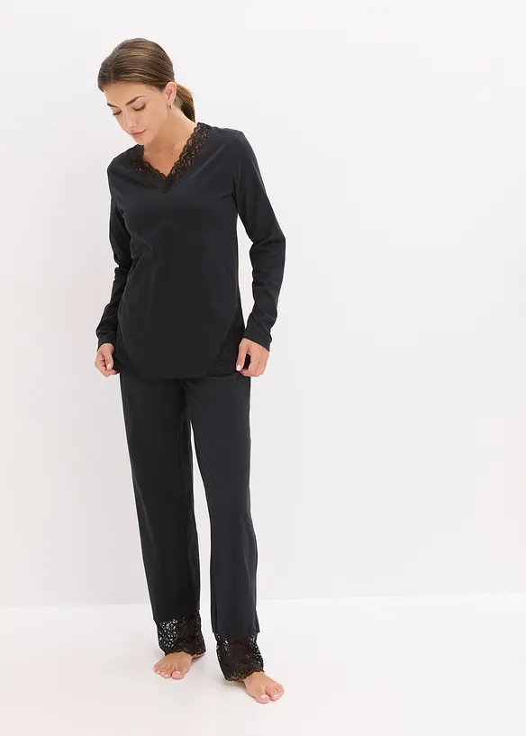 Pyjama avec finitions dentelle, bonprix
