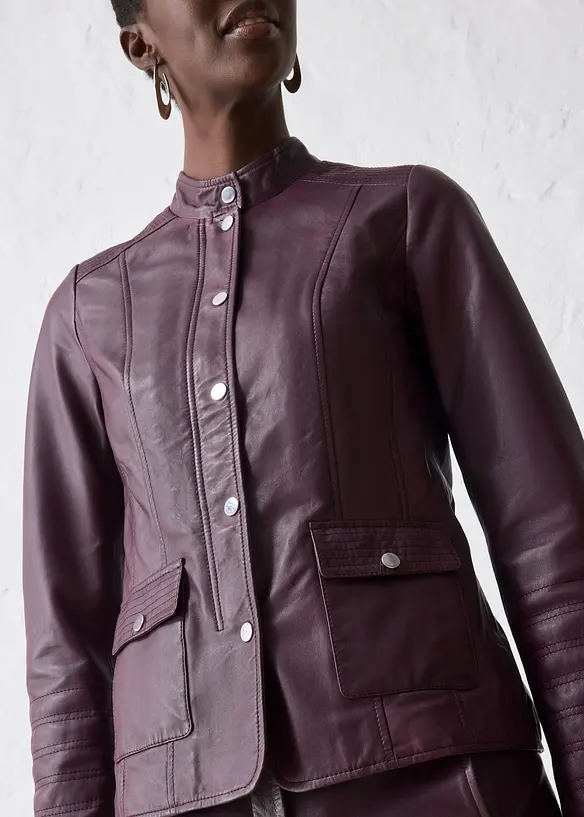 Veste en cuir nappa d’agneau, bonprix