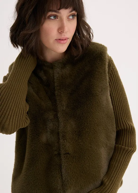 Gilet sans manches en teddy, bonprix