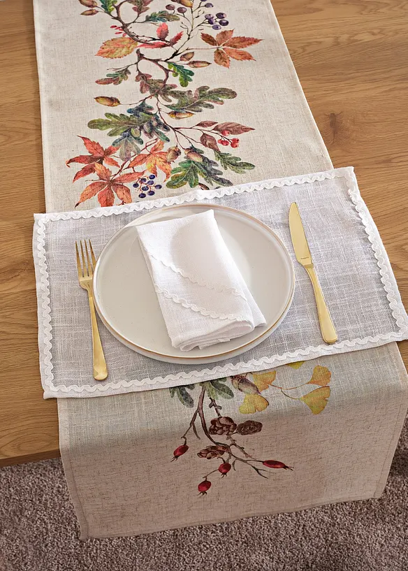 Chemin de table avec imprimé feuilles, bonprix
