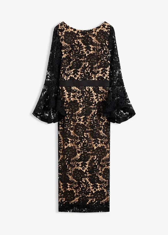 Robe en dentelle avec empiècement satin, bonprix
