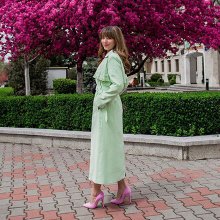 Femme - Robe portefeuille, Robe cache-cœur - vert pastel à fleurs